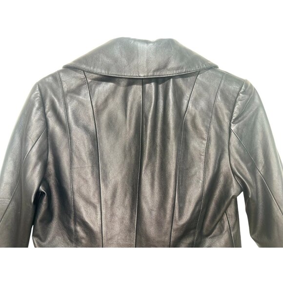 Sao Paulo Lamb Leather Moto Jacket Womens Small Black Biker Crop Asymmetrical - Picture 10 of 16